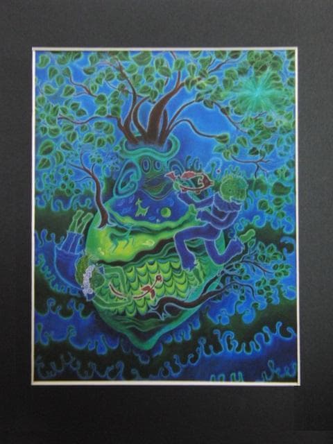 比企祥子、【春の鼓動】、希少な画集画、新品高級額・額装付、状態良好