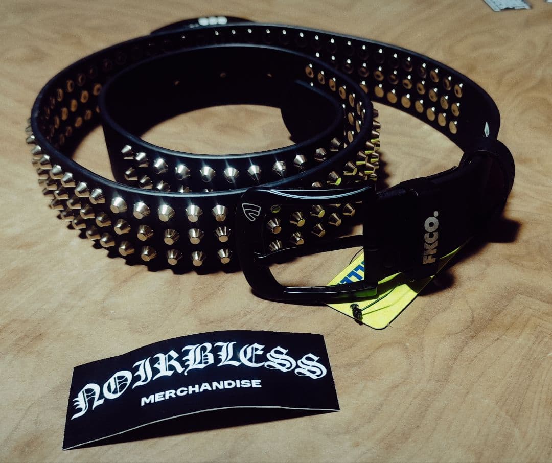 FKCO スタッズ付きブラックトレーニングベルト size L