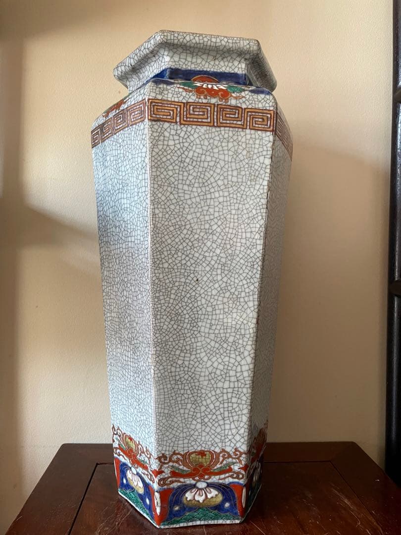 江戸伊万里花瓶 中国明代哥窯花瓶 古董品 唐物 古美術 八角花瓶