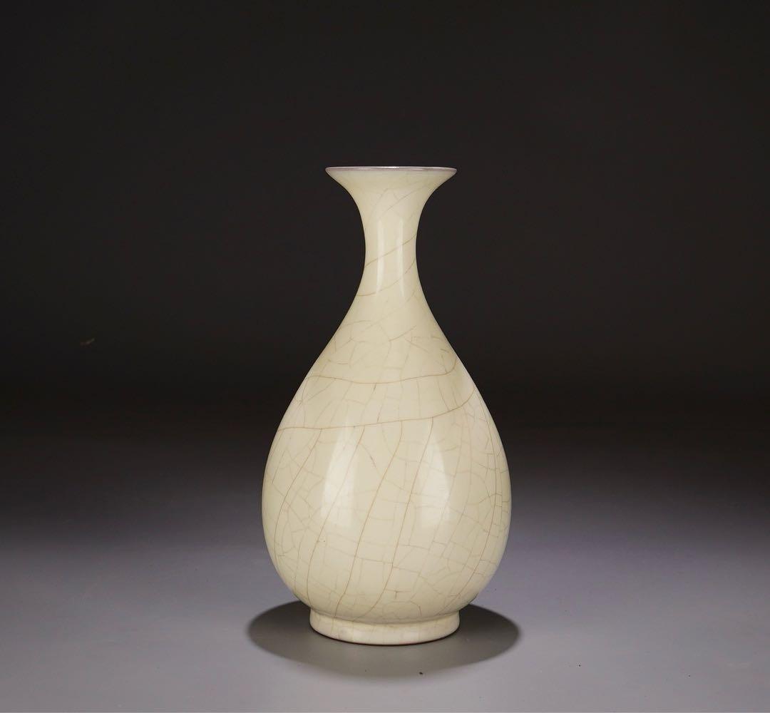 旧蔵　中国古美術　名窯 宋時代　月白釉玉壺 春瓶　貫入 景仁宫　文房具　時代物