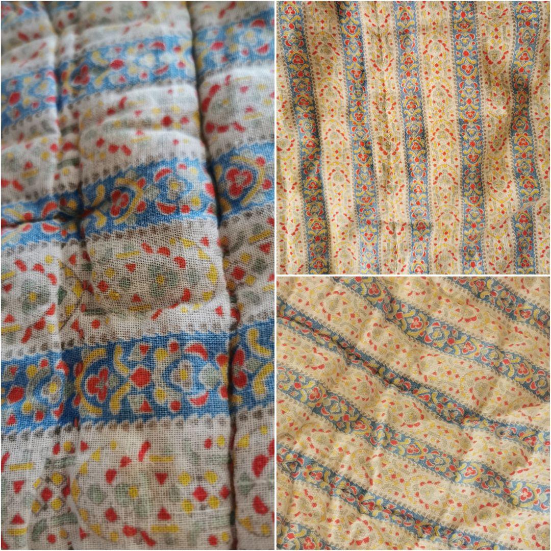 アンティーク両面フレンチファブリック プロヴァンスブティキルト 手縫い肉厚綿入り