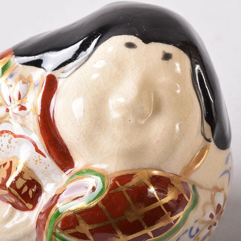 茶道具　京焼　橋本永豊作　色絵　お福　香合　共箱　V　7755