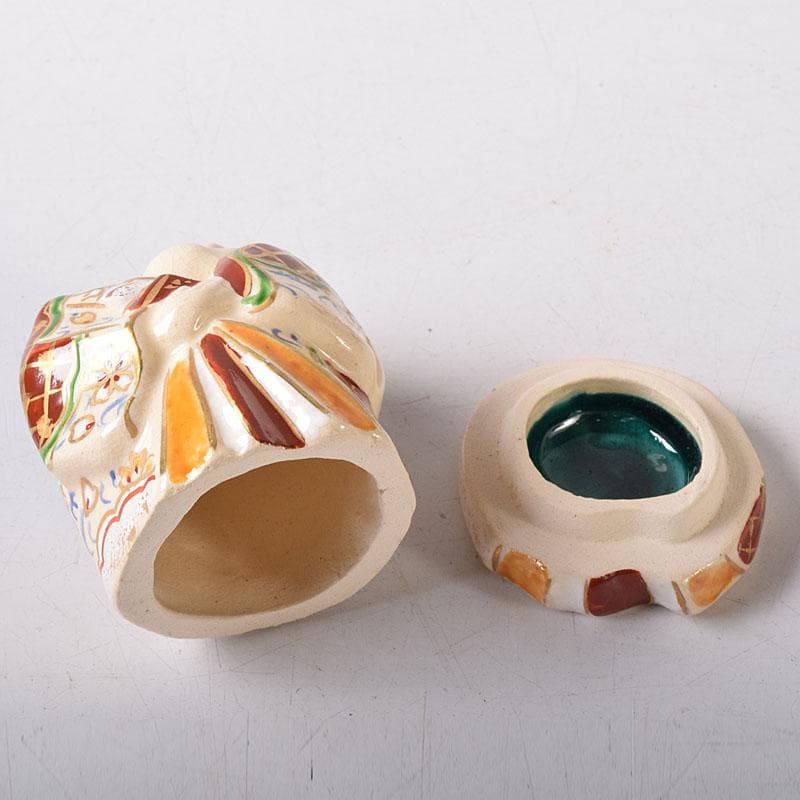 茶道具　京焼　橋本永豊作　色絵　お福　香合　共箱　V　7755