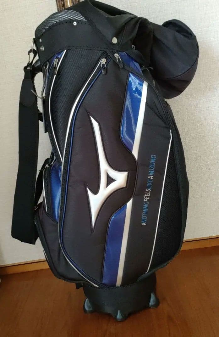 ミズノ　キャディバッグ　ゴルフ ゴルフバッグ　青　黒　ブラック