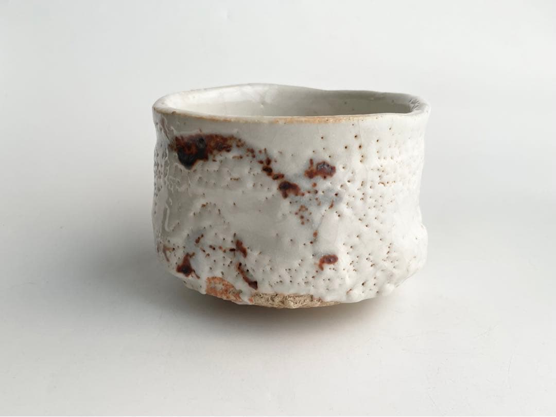 陶芸家　若尾利貞　志野　茶碗　志埜茶盌　志野焼　美濃焼　共箱　茶道具