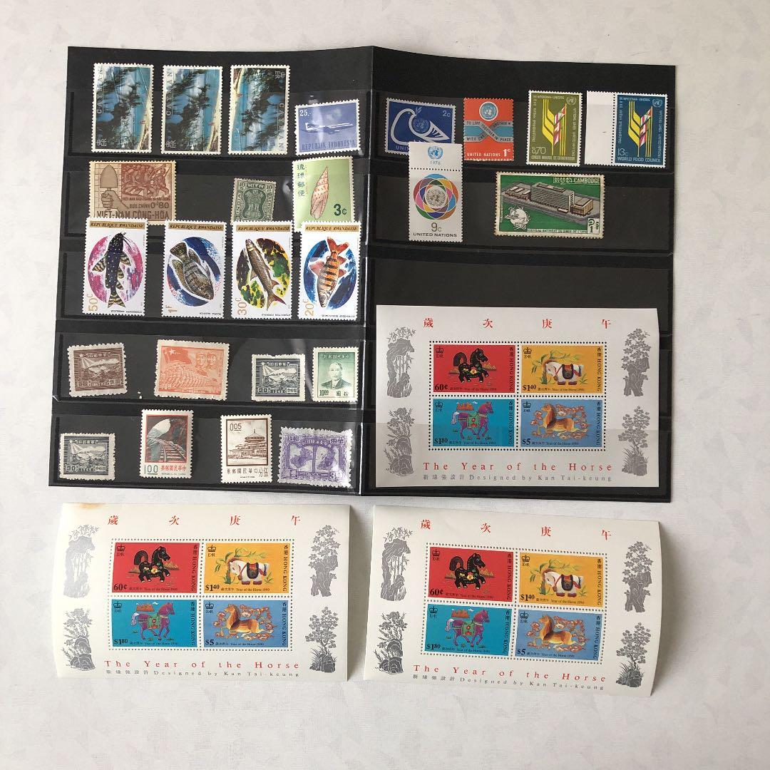 外国の古い切手　インド　中国　インドネシア　香港　カンボジア　ケイマン　他