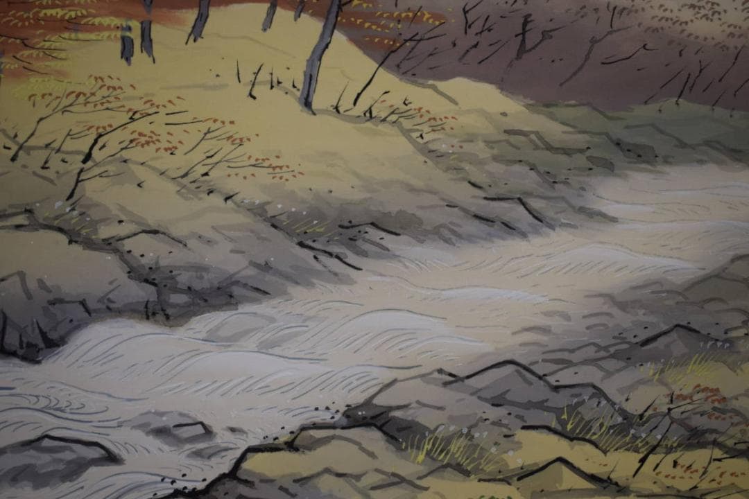 真作/光成/秋渓山水図/桐共箱付/布袋屋掛軸HH-593