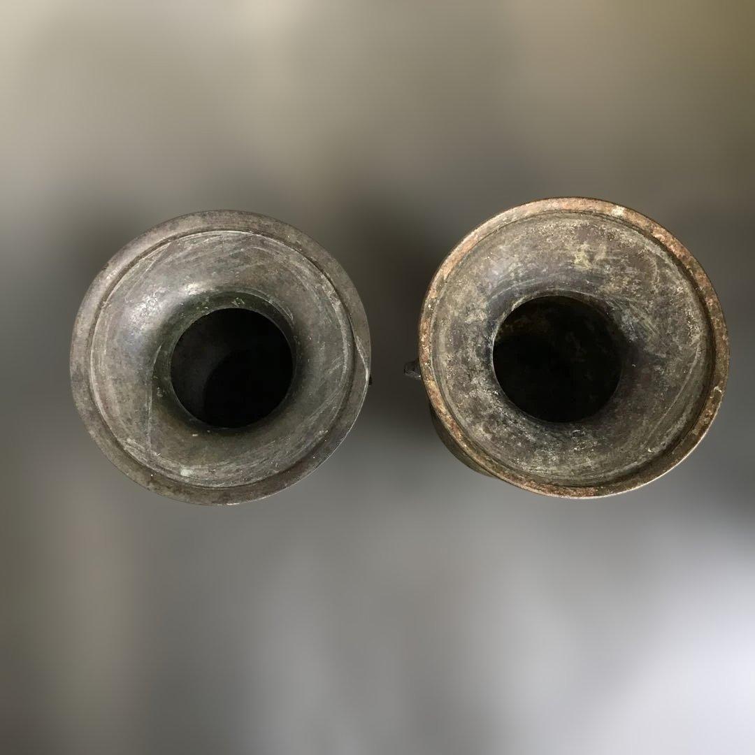 銅製花器　2個 唐金　花入　銅器