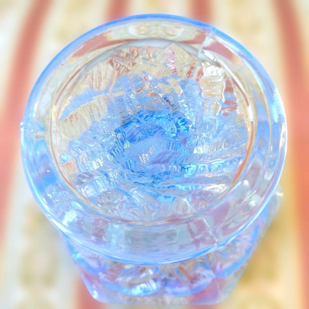レトロ アンティーク 青色 フラワー型ガラスボウル 氷コップ デザートカップ