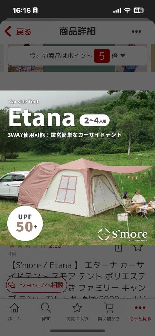 S'more Etana 3WAYキャンプテント 2-4人用と専用敷マット