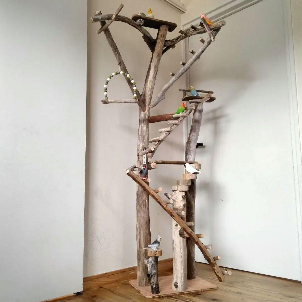 まっきー バードアスレチックジム大型 天然木 自然木 止まり木 インコ