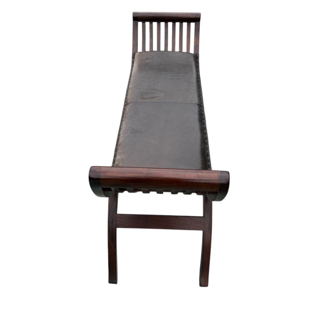 本革 木製レザー 革製 椅子 長椅子 天然木 チーク材 無垢材 カルティニベンチ