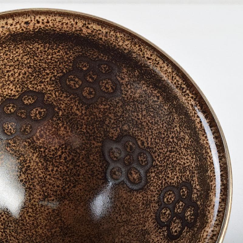 茶道具　京焼　万代草山造　梅花銅覆天目茶碗　清水公照極め箱　C　R9538