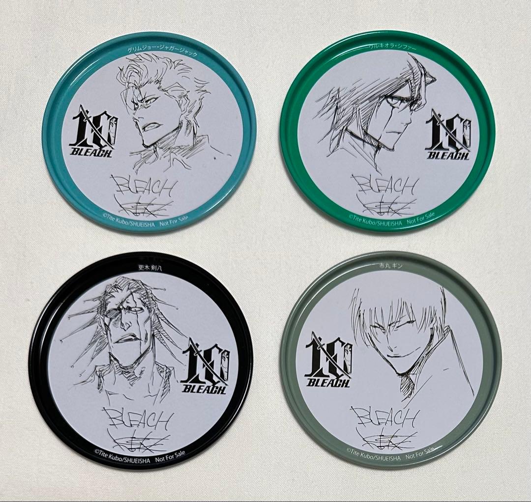 BLEACH　10周年　缶コースター　グリムジョー、ウルキオラ、ギン、剣八セット