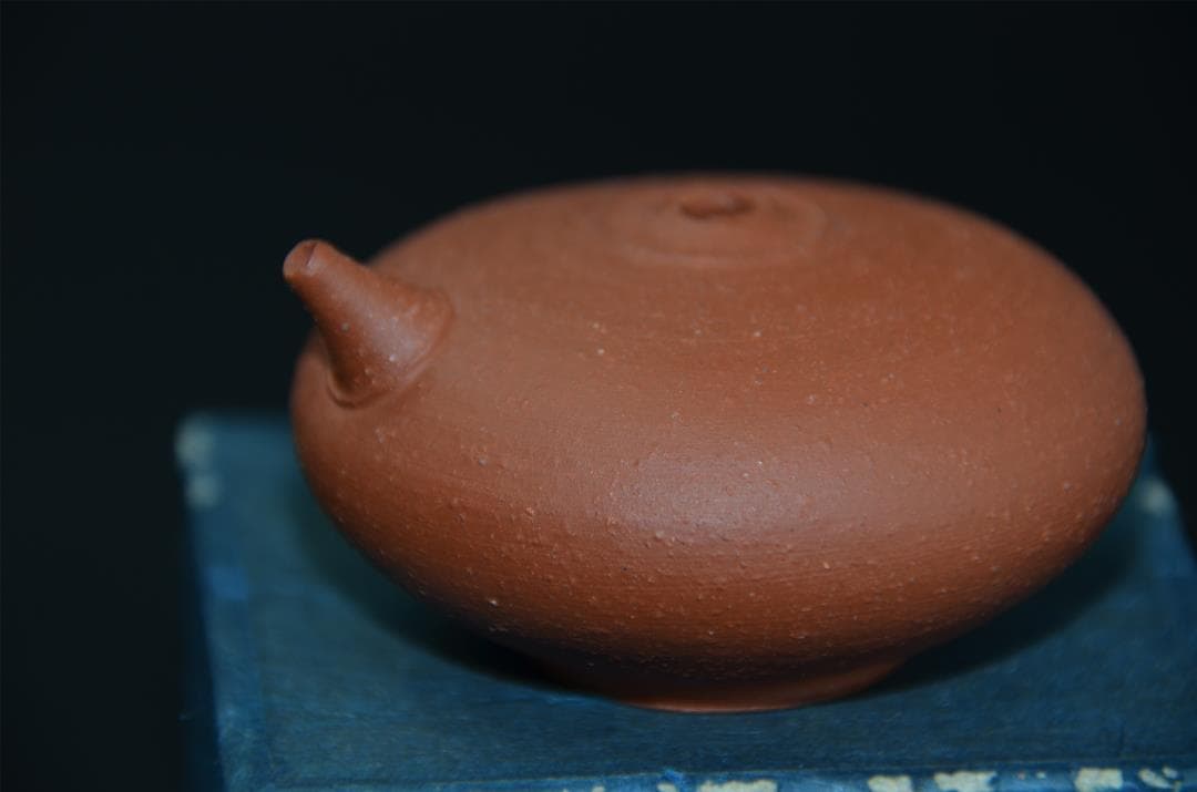 人間国宝『三代山田常山』作 梨皮　朱泥 水滴 常滑焼　朱泥　書道具