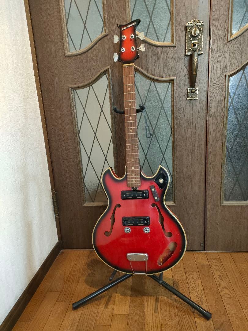 【ジャンク品】Teisco BA-2 セミアコースティックエレキベース レッド