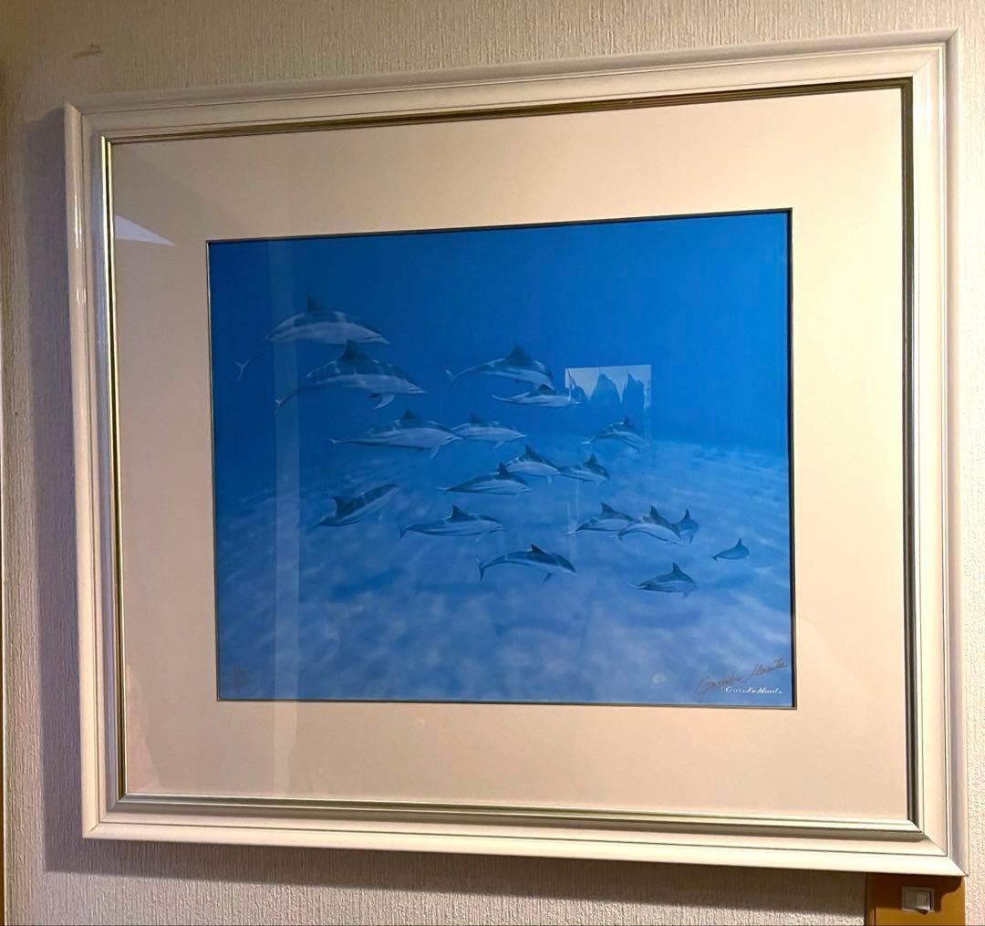 森田剛介　ドルフィン・ブルー　ジークレー　ジクレー　絵画　版画　額装　イルカ