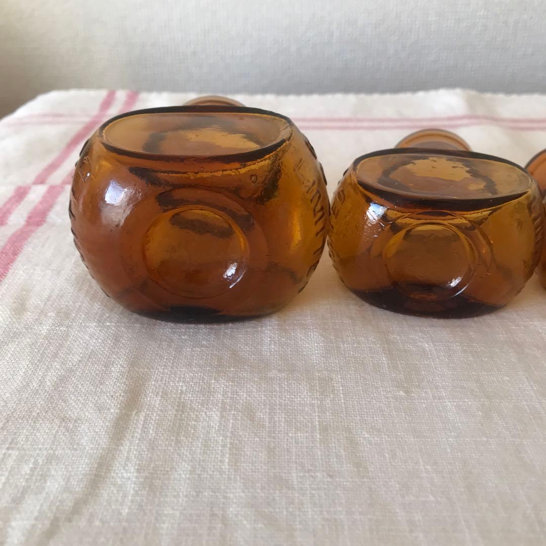 イギリスアンティーク　BOVRIL ボブリル　アンバー　ガラス瓶　ボトルセット
