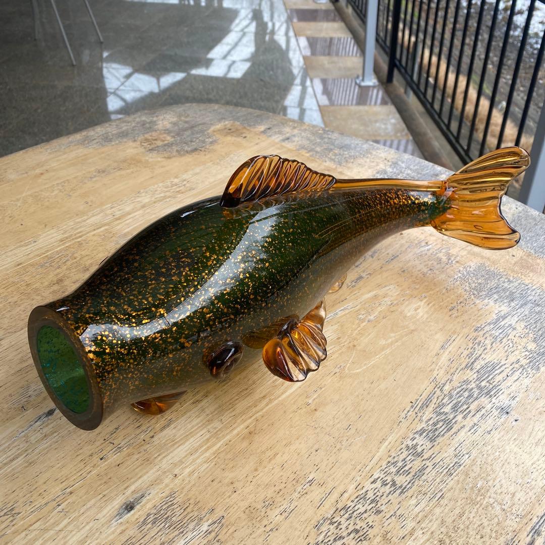 鯉　錦鯉　ガラス製　装飾品　置物　長さ42cm 重さ3.1kg