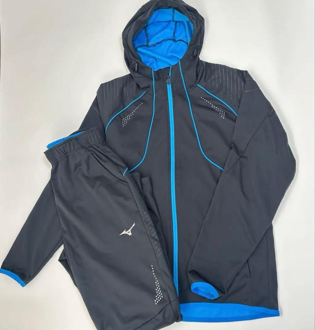 【美品】ミズノ テックシールド ジャケット ウインドブレーカー 上下セット　黒