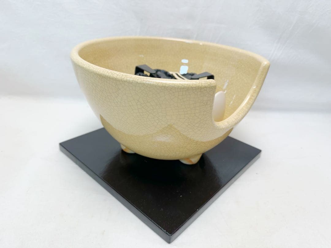 未使用 茶道具 風炉型 電熱器 さつま枇杷色紅鉢 野々田式 香入 まえがわらけ