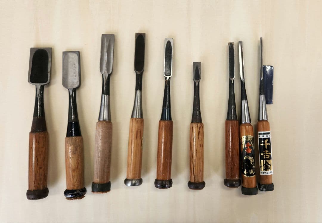 大工道具　本職用鑿　9丁　まとめ売り