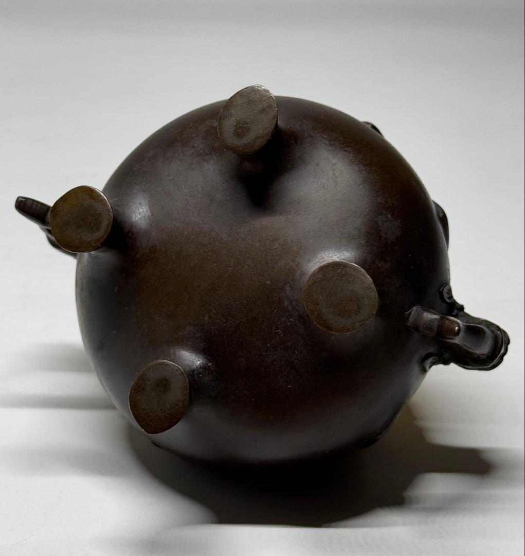 銅製　香炉　獅子蓋　象耳　銅器　茶器　茶道具　香道具　仏具