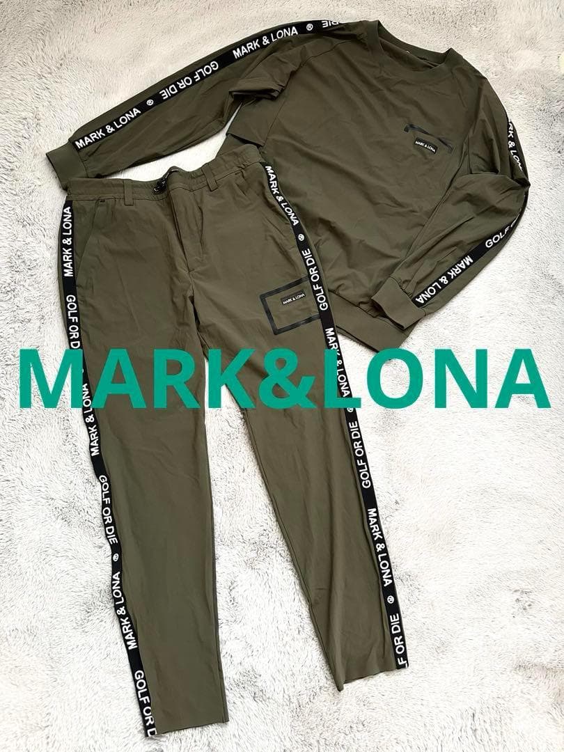 【美品】マークアンドロナ セットアップ サイドライン ロゴ スカル 50 XL