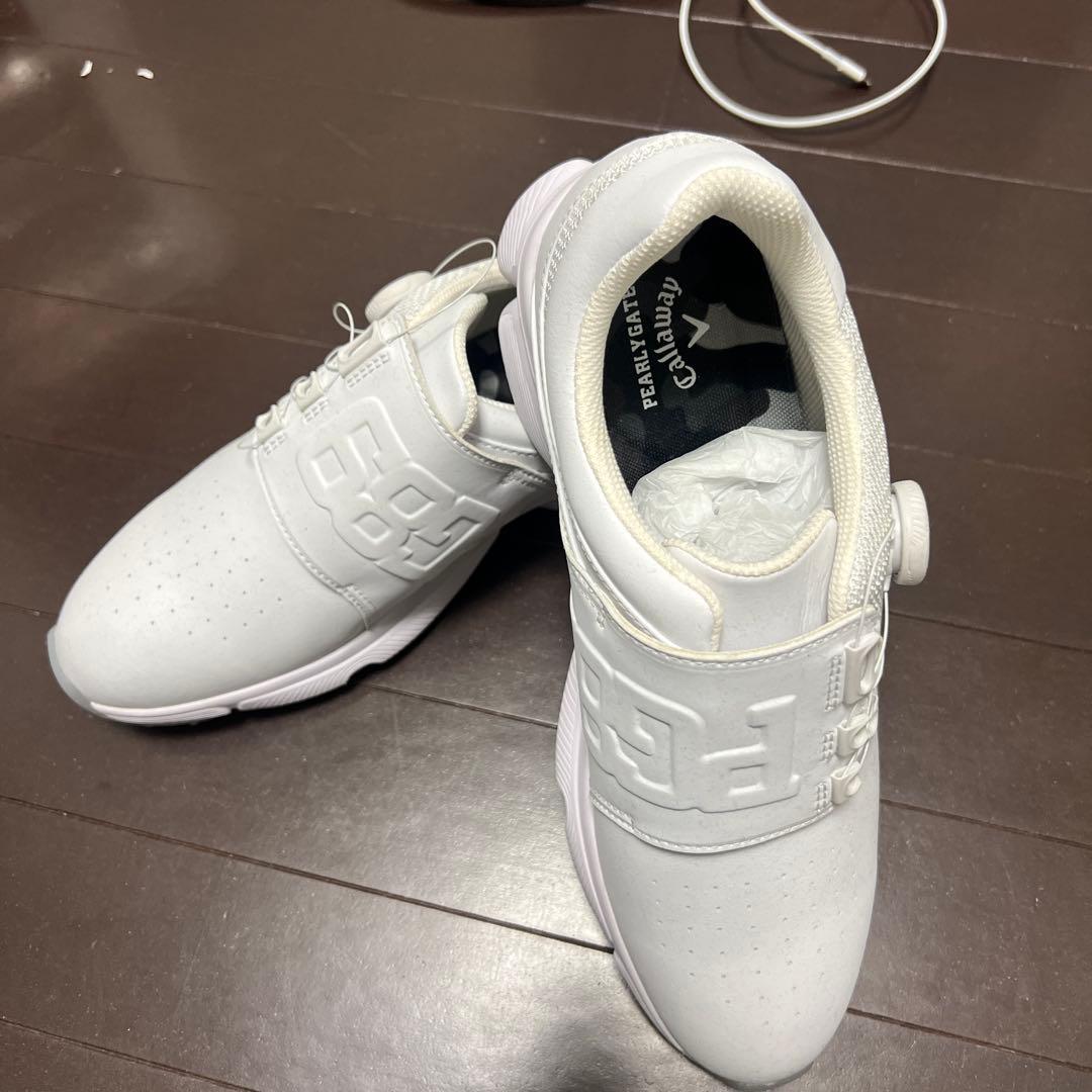 Callaway ホワイト ゴルフシューズ スパイク付き　パーリーゲイツ　コラボ