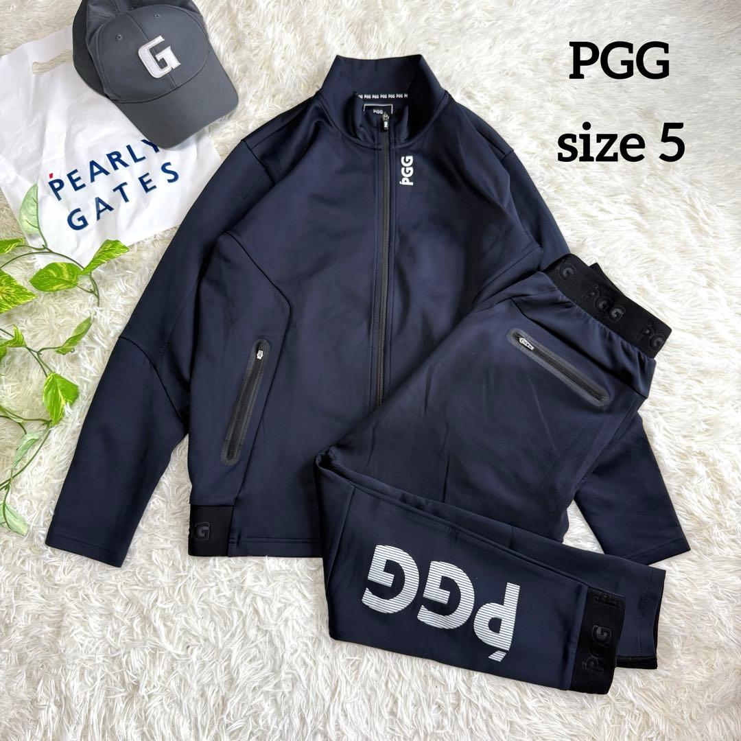 【パーリーゲイツ】極美品 セットアップ ネイビー 5サイズ pgg メンズ