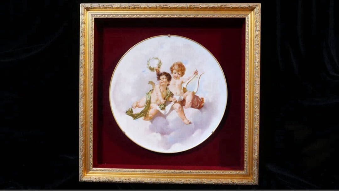 KPM　ベルリン　2人の天使　絵皿　エンジェル 西洋アンティーク　1870年代