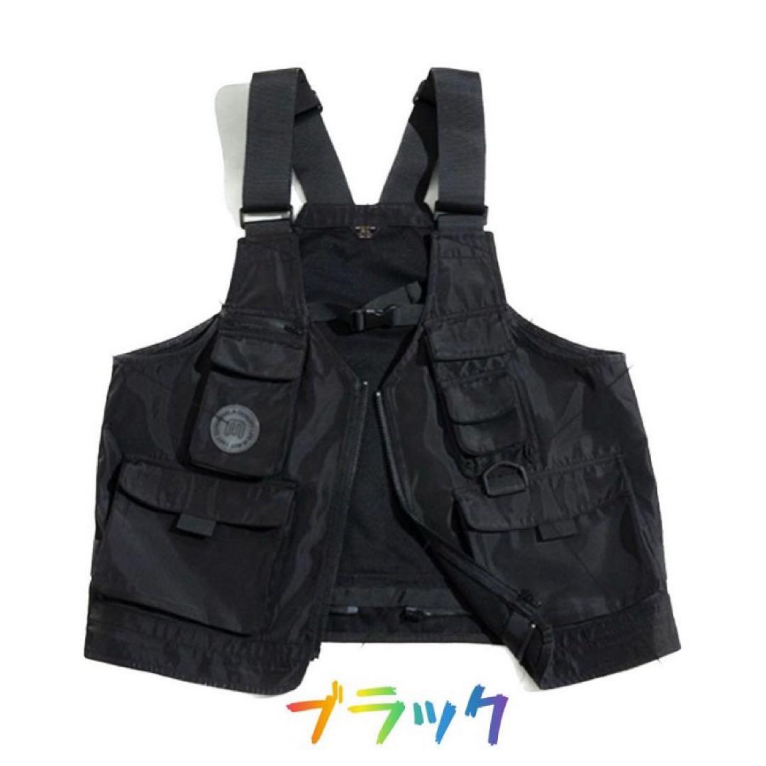 2way タクティカルベスト　バッグ マルチポケット　軽量作業着　釣り　撮影　黒