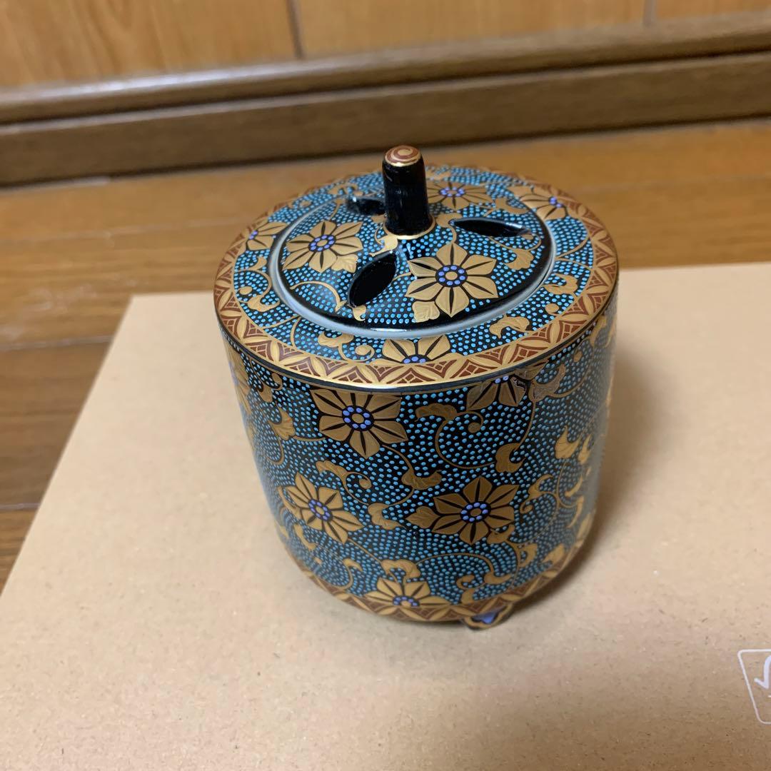 九谷焼　香炉　青粒