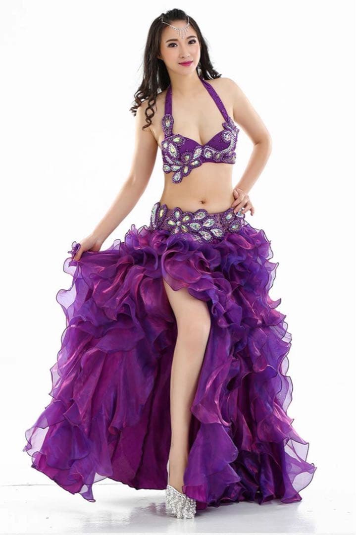 ベリーダンス衣装 セットアップ 紫 Lサイズ