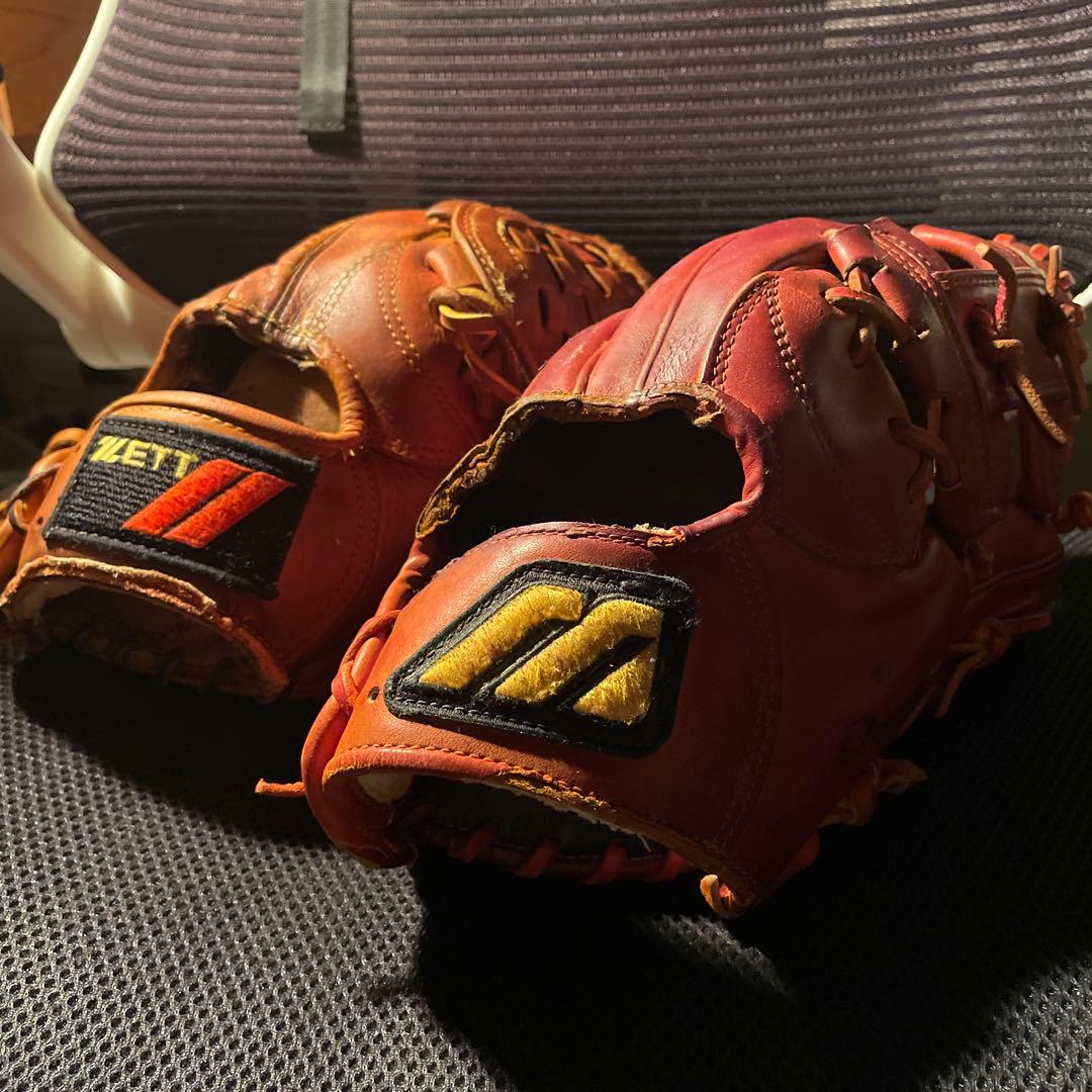 また会えたね。Dup とZETT硬式　野球グローブ　軟式　Ｋグラブ　ビックM