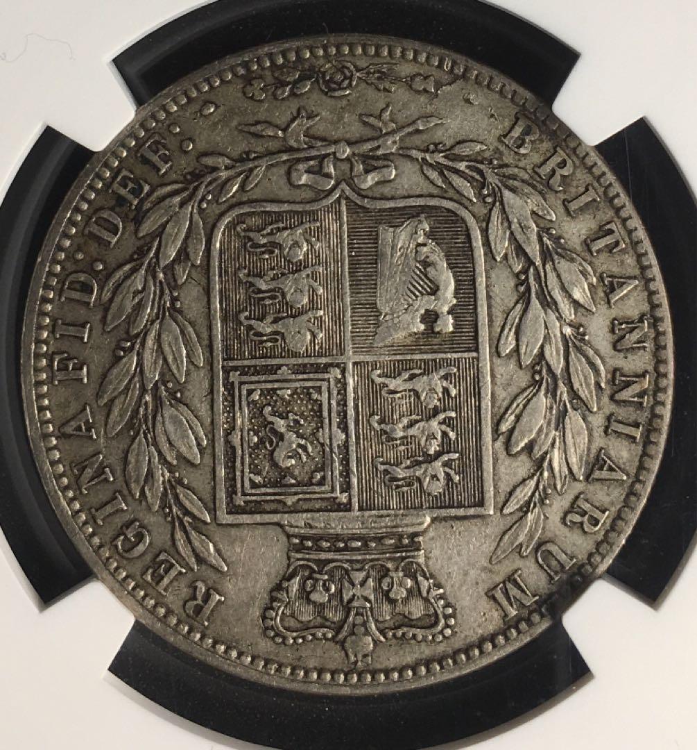 【希少　レア】1875年　イギリス　ヴィクトリア　ハーフクラウン　XF40