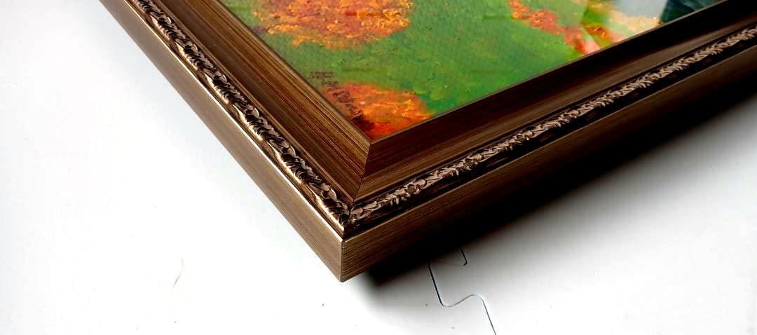 油絵/油彩 額縁 F10〔題名 乗鞍〕匿名発送・送料込