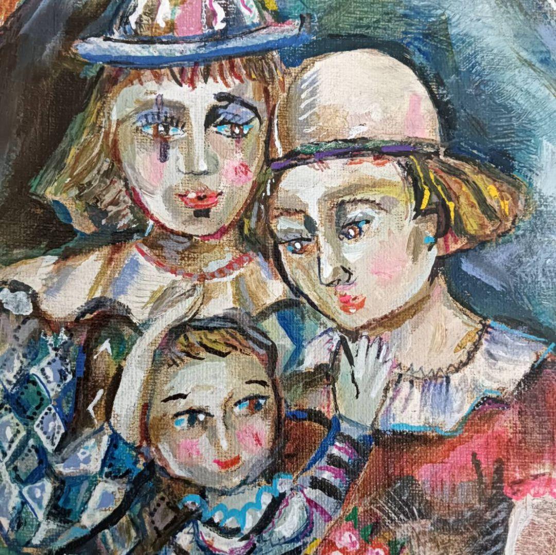 小澤勇寿郎　サーカスの家族　油絵　F3号　額は新品です。