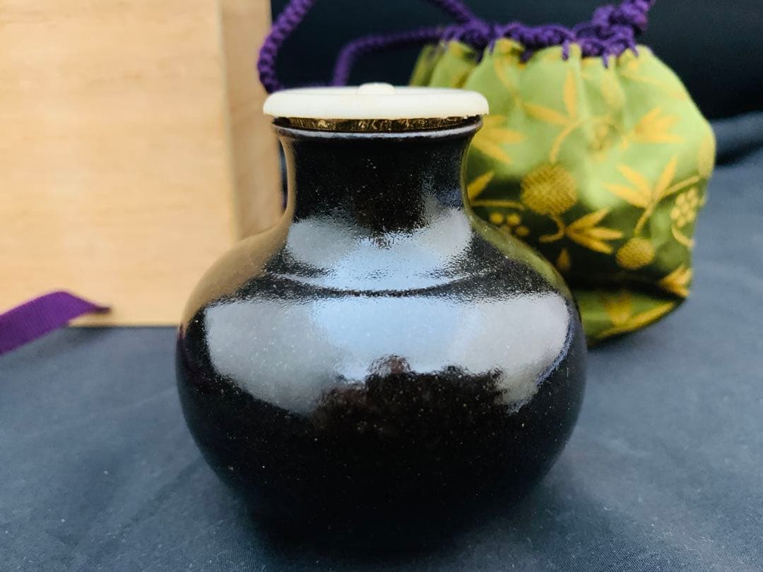 木下丸壺　茶入　共箱付き　茶道具