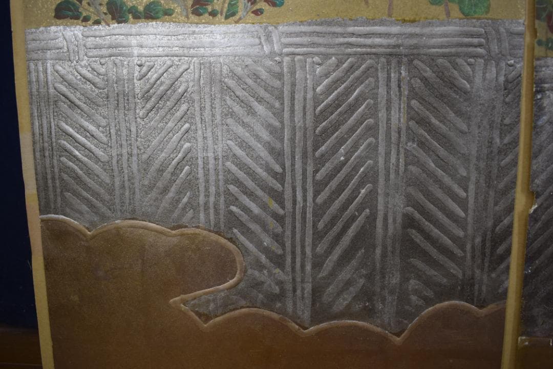 【模写】伊藤若冲/菊図/屏風ハガシ/二曲用マクリ/掛軸☆宝船☆Z-367