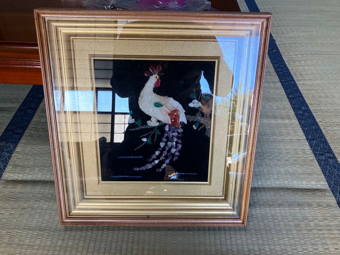 宝石画　天然石装飾のアート作品　希少品