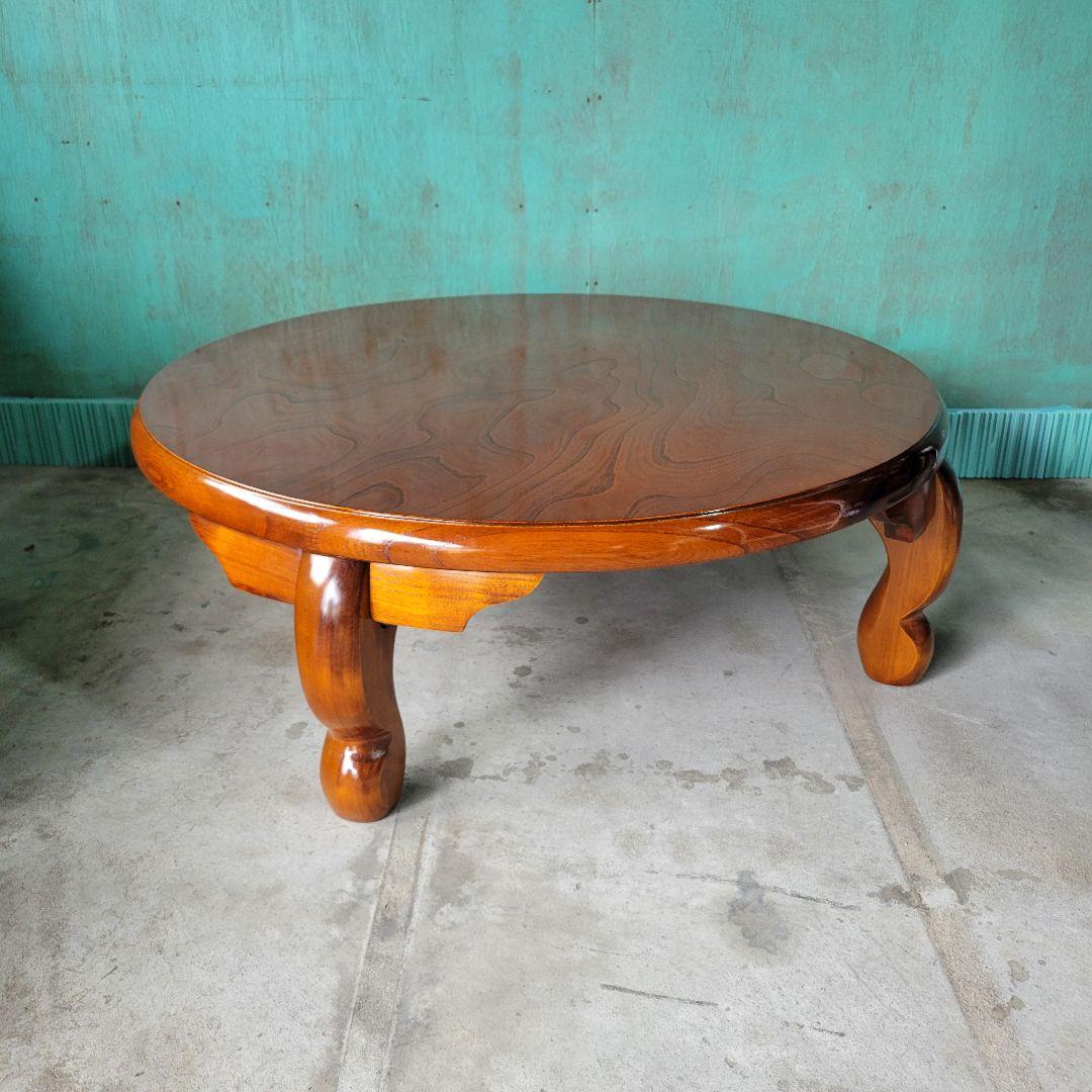 木製 折りたたみ 丸ちゃぶ台 ローテーブル 直径90cm ヴィンテージ 座卓