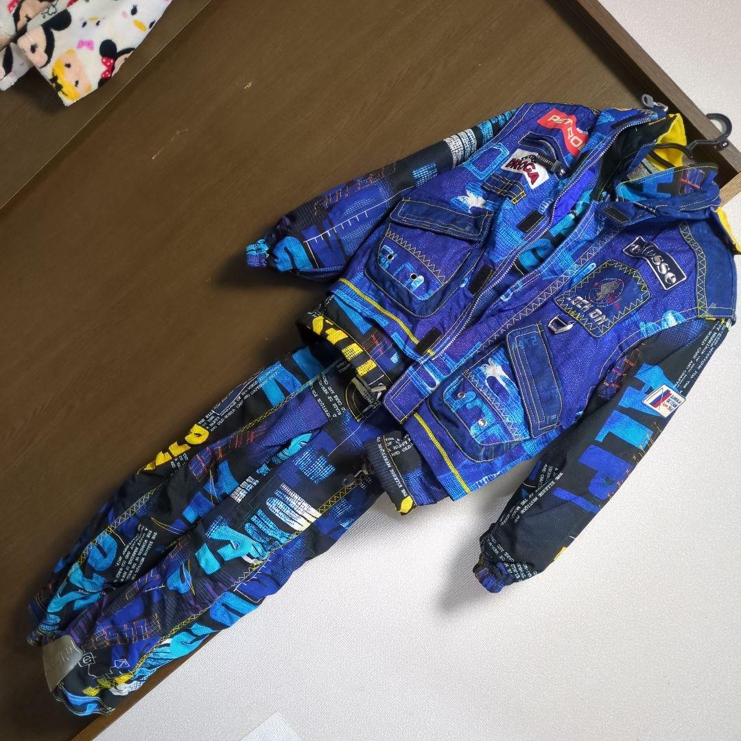 ☆ロゴ傷みありellesse スキーウェア 青紫黄色　☆