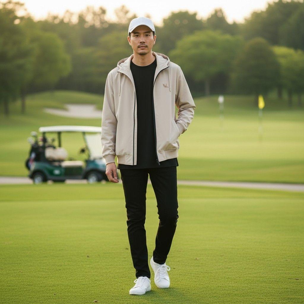 極美品 1PIU1UGUALE3 GOLFジップアップパーカー ベージュサイズV