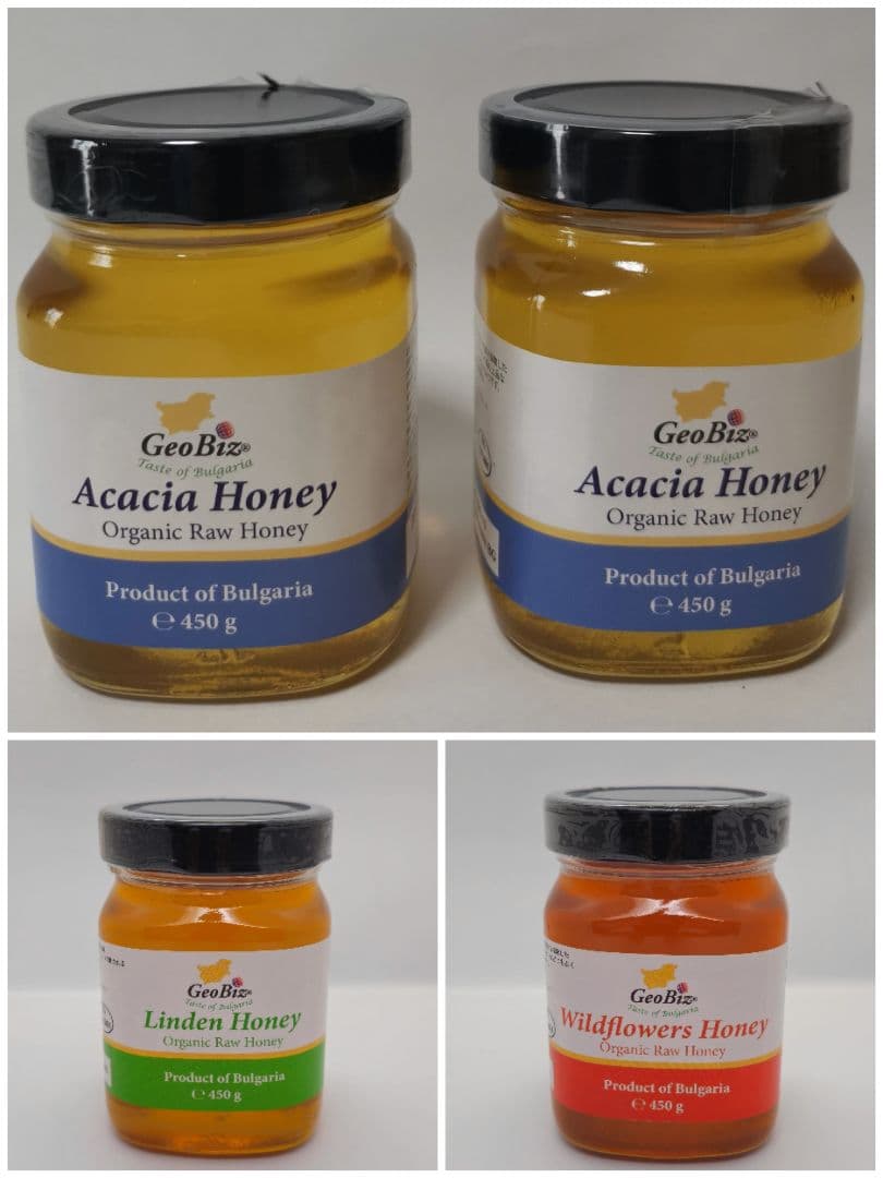 1.8kgお得なオーガニック生蜂蜜4個セットアカシア、リンデンとワイルドフラワー