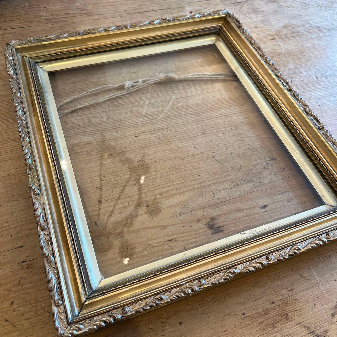 英国アンティーク装飾的金色フレーム（ガラス付き）