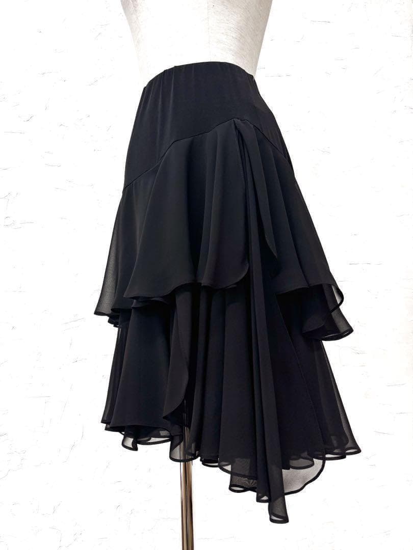 【ラテン】新品　ジョーゼット切替え　デザインスカートｓ595