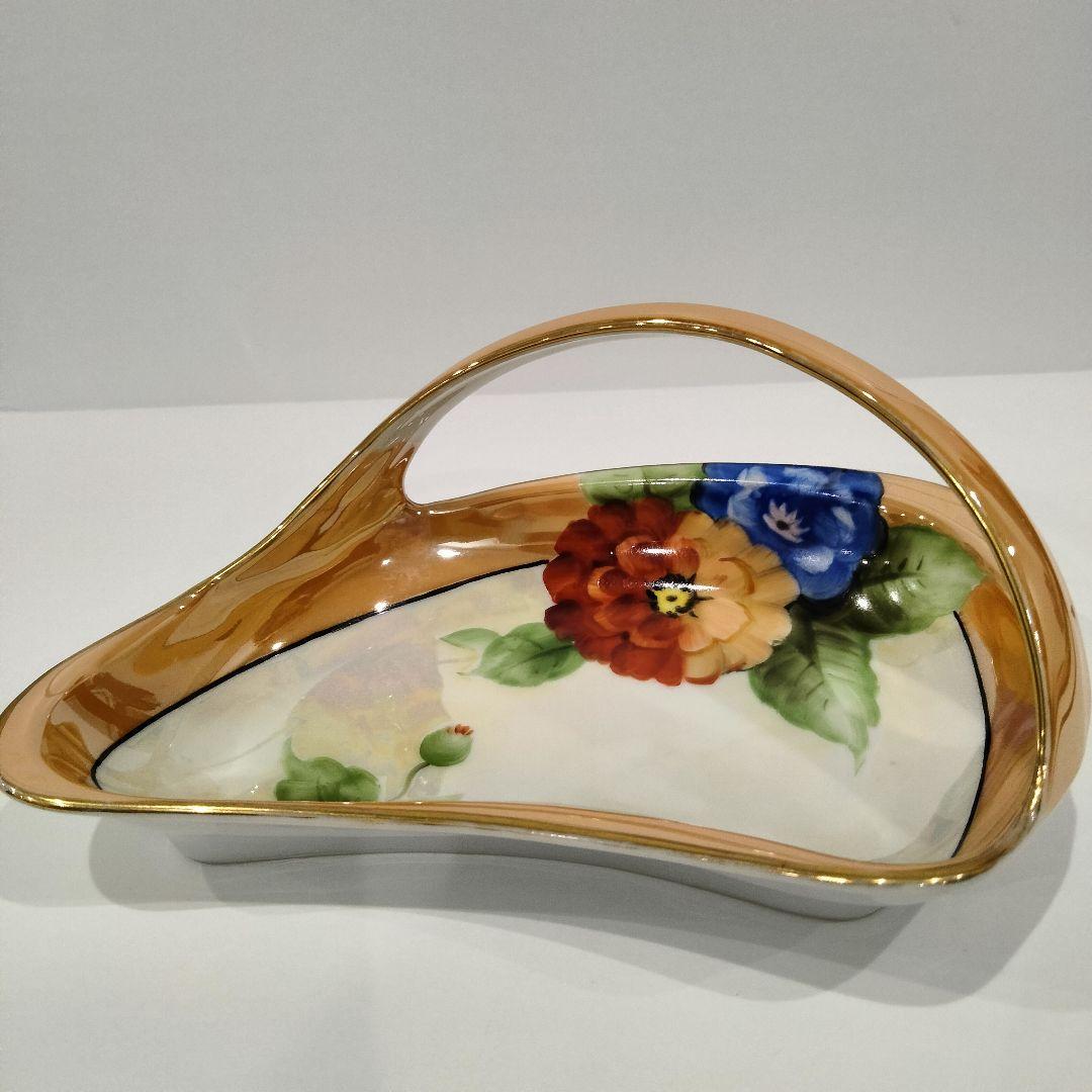 V299-5 オールドノリタケ ラスター彩 花絵 持手付プレート　B