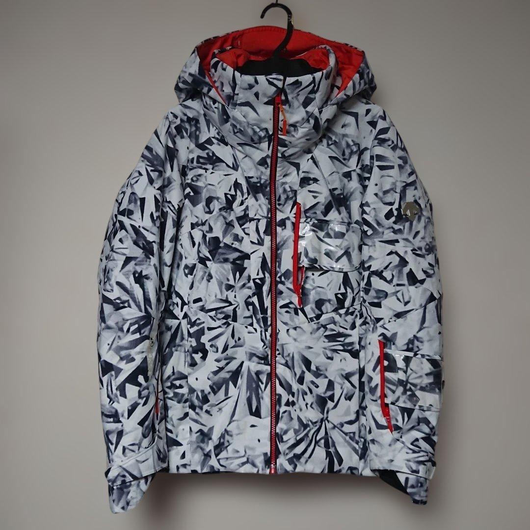 送料無料【DESCENTE】ホワイト総柄スキージャケット S