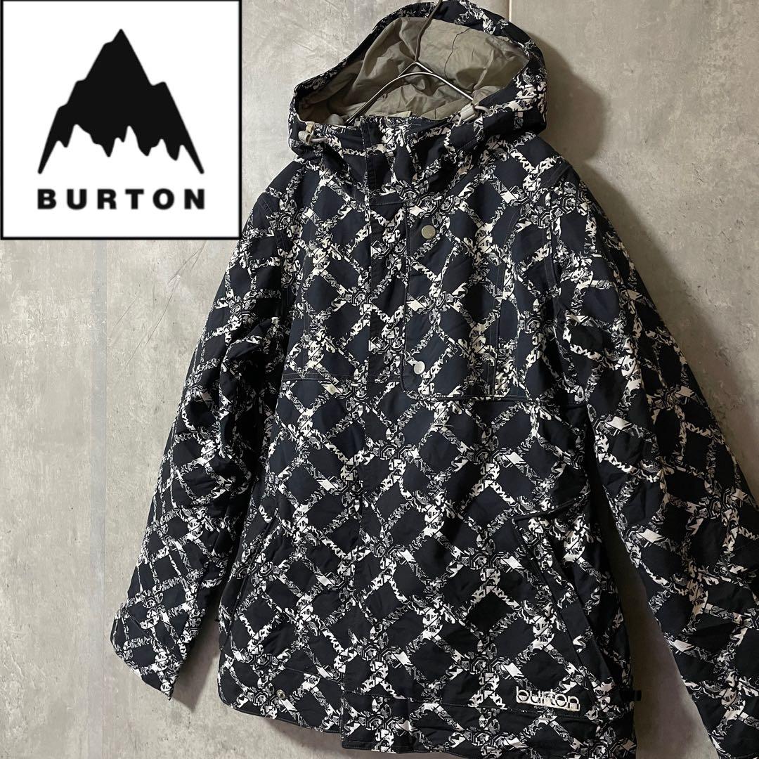 Burtonバートンスキーウェアスノーボードジャケットパーカー黒ブラック総柄希少